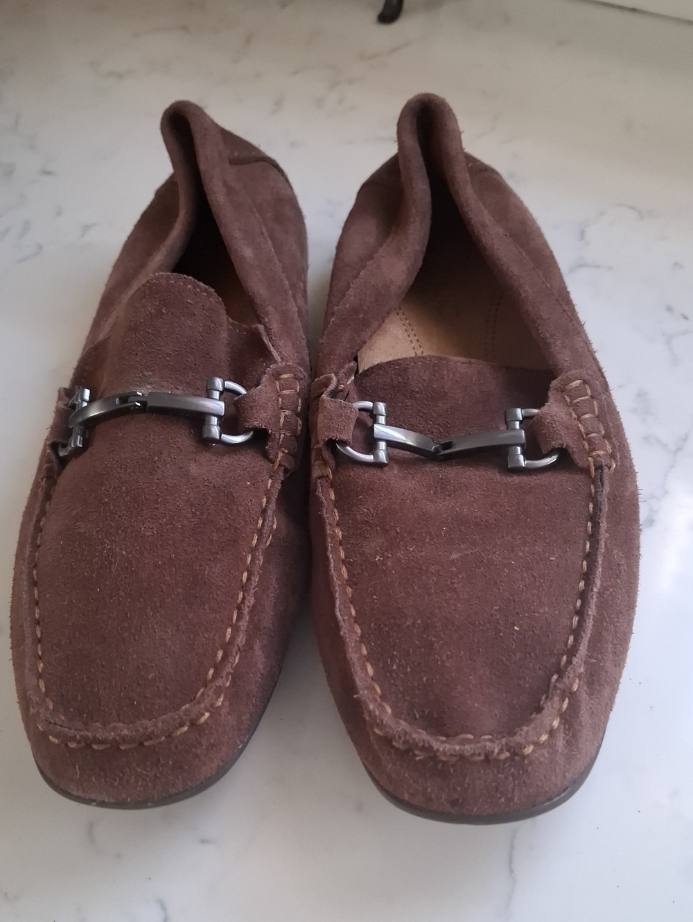 Vionic Men's Brown Suede Slip-On Loafers with Metal Bit Accent